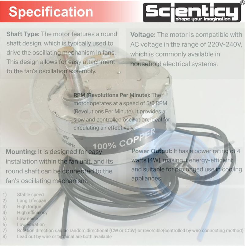Scienticy Auto Swing AC Synchronous Motor 5/6rpm - Image 4
