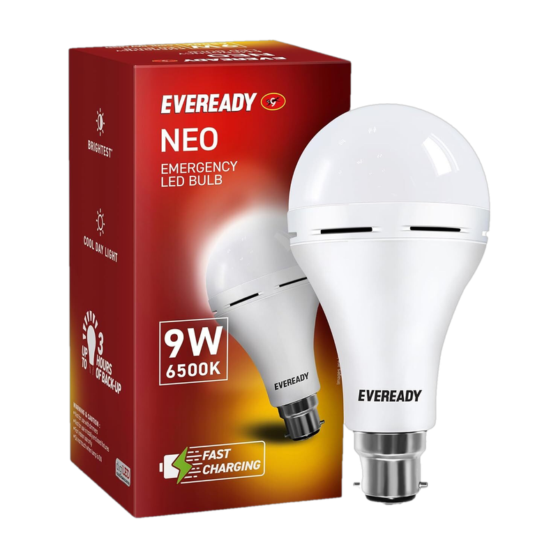 EVEREADY 9W Rechargeable Bulb, Ideal for Powercuts, Energy Efficient 4 hrs Bulb Emergency Light White