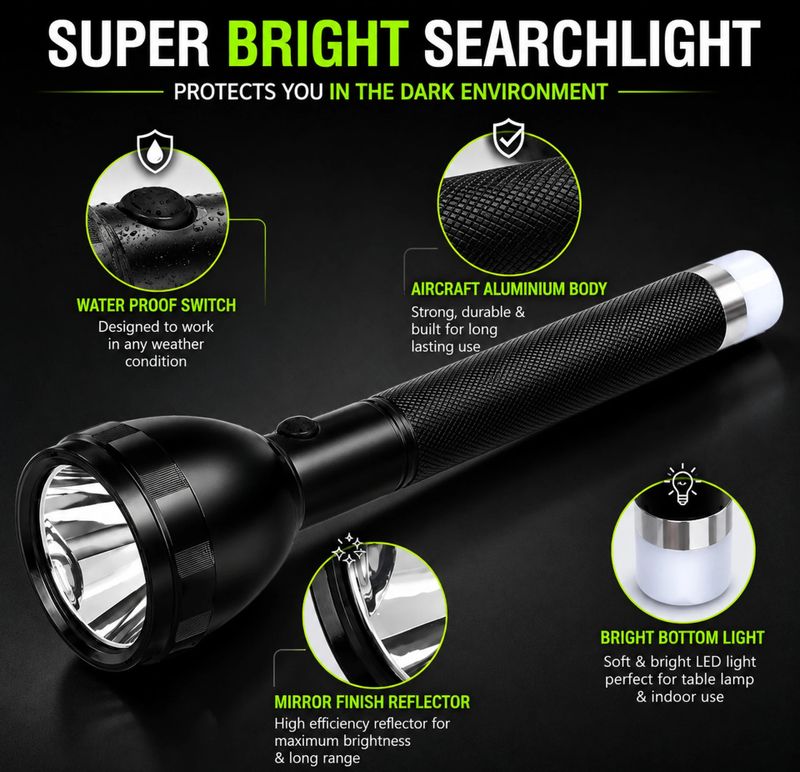 CRENTILA 1000 Meter Long Range Searchlight 50W Torch - Image 4