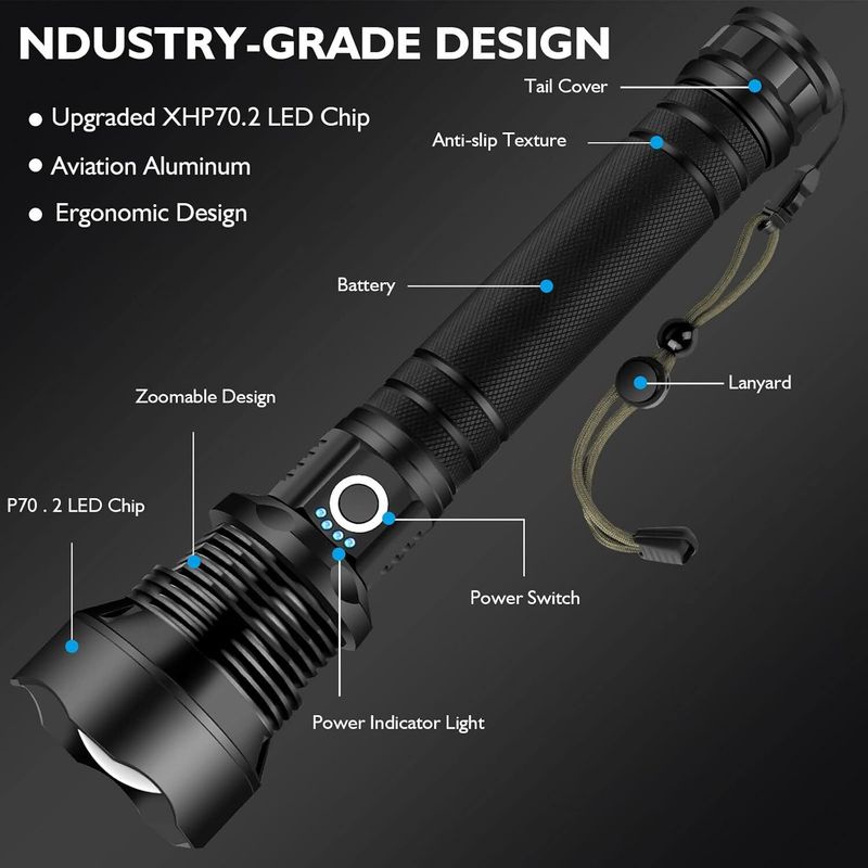 Oximus 100000 Lumens Tactical Flashlight - Image 4