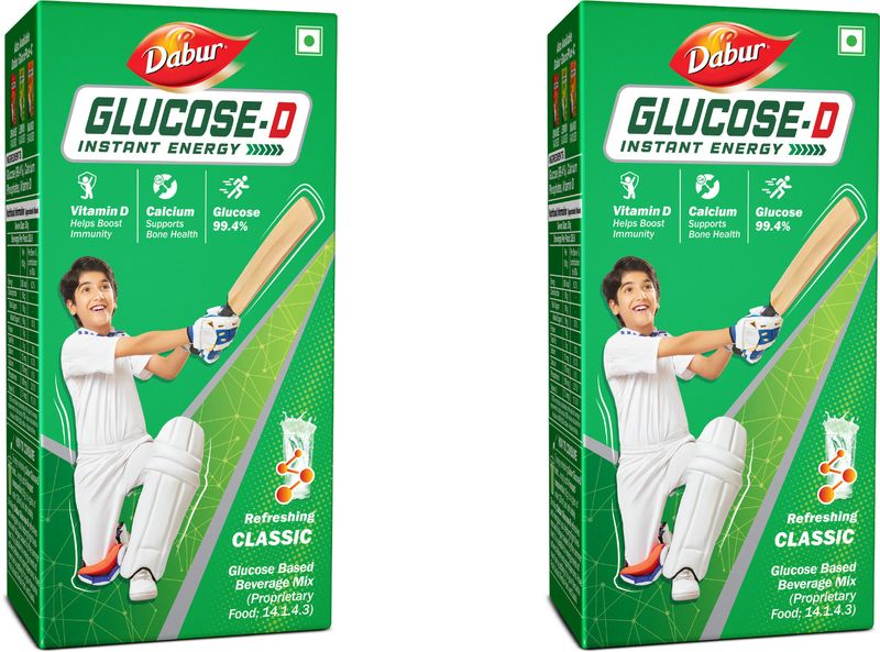 Dabur Glucose D Instant Energy Drink - 1kg x2 Regular (Carton Powder)| Boosts Immunity Sports Drink (2x1 kg, Regular Flavored)