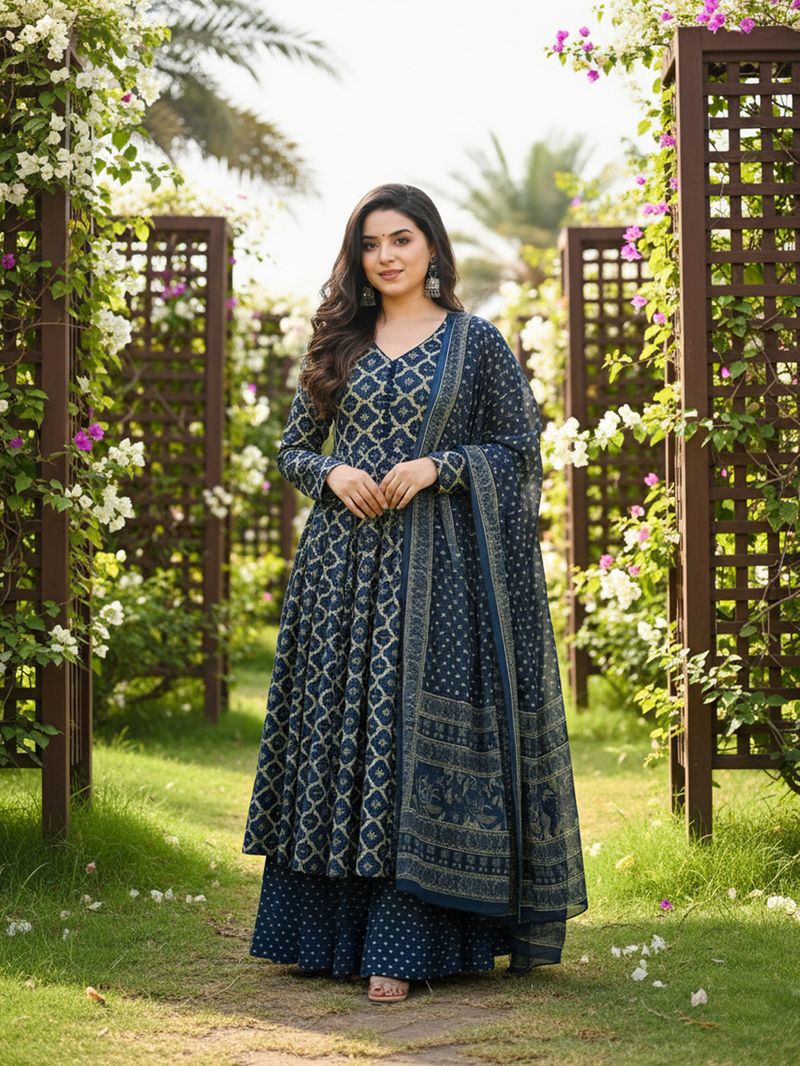 ARADHNA Women Viscose Rayon Kurta Palazzo Dupatta Set - Image 2