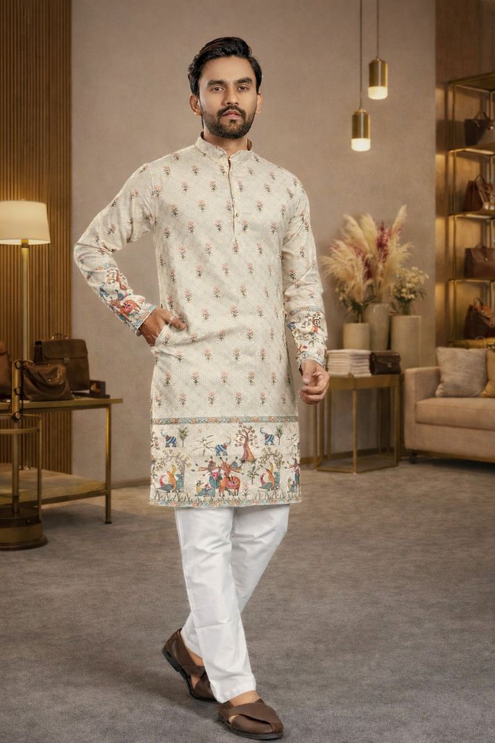 Men Cotton Rayon Kurta Pyjama Set - Image 6