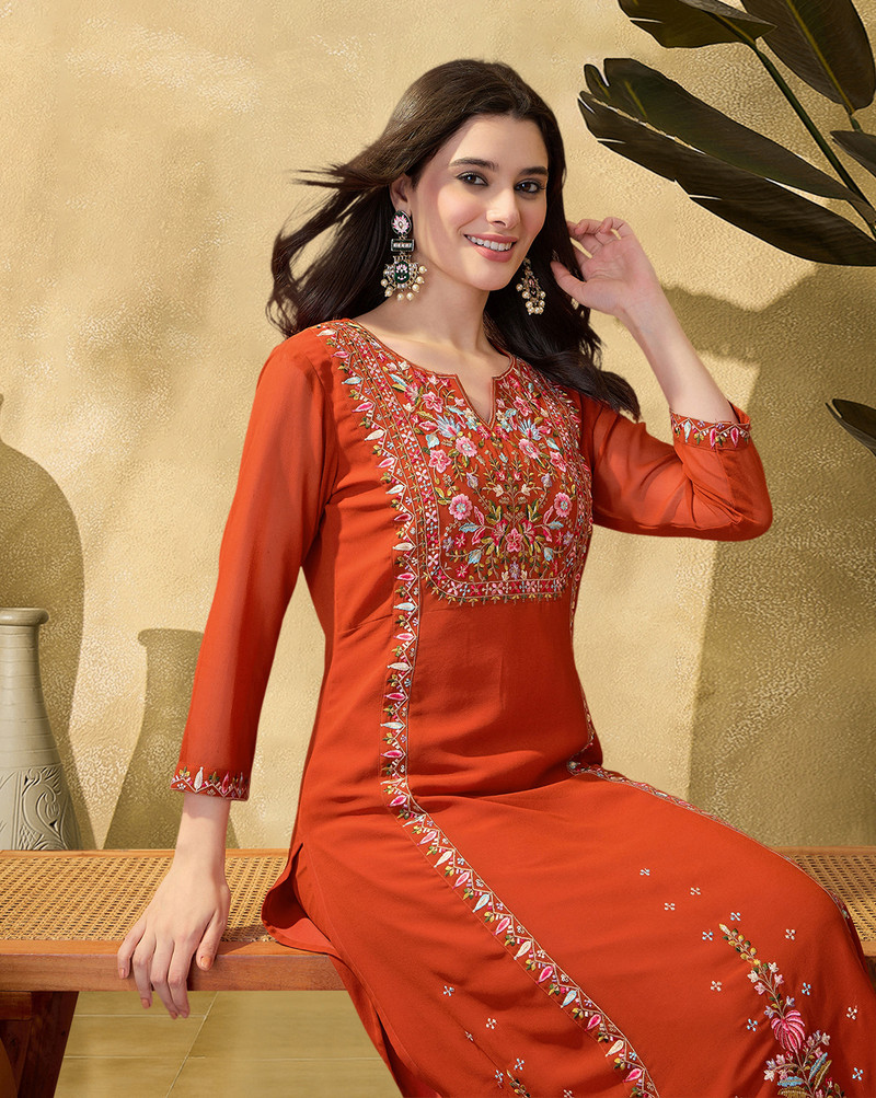 Women Georgette Kurta Palazzo Set