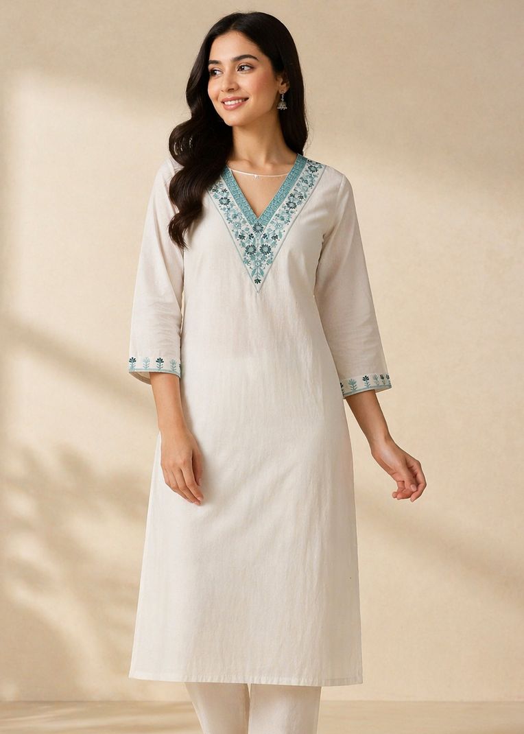 AOSLY Women Cotton Blend Kurta Pant Set - Image 5