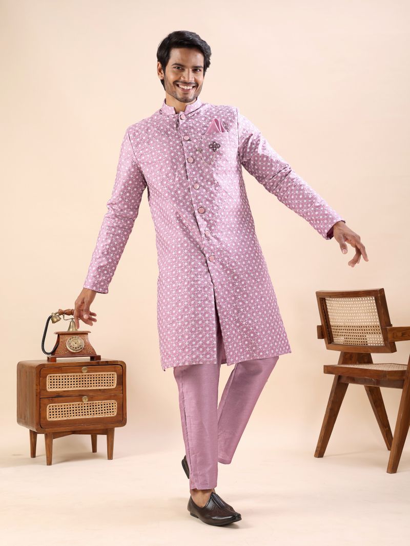 Modern Mughals Men Cotton Blend Sherwani Pant Set - Image 3
