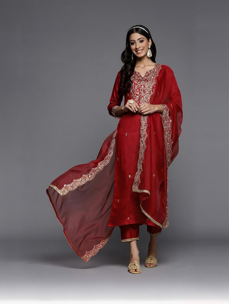 indo era women viscose rayon kurta pant dupatta set