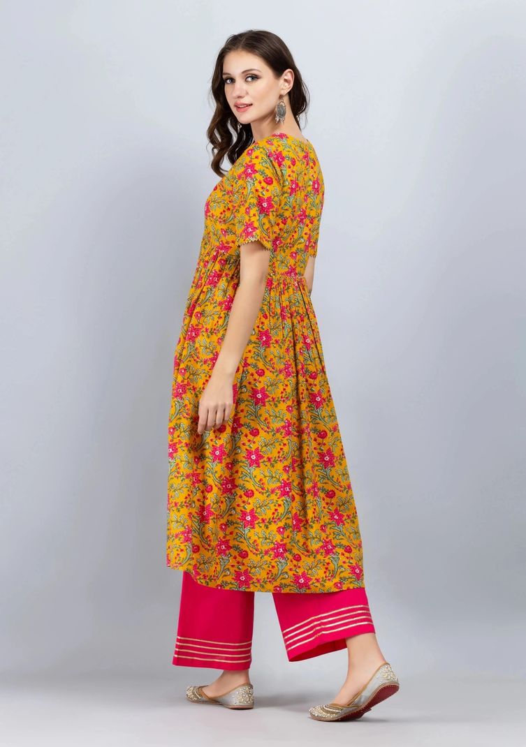 SAK JAIPUR Women Cotton Blend Kurta Palazzo Dupatta Set - Image 3