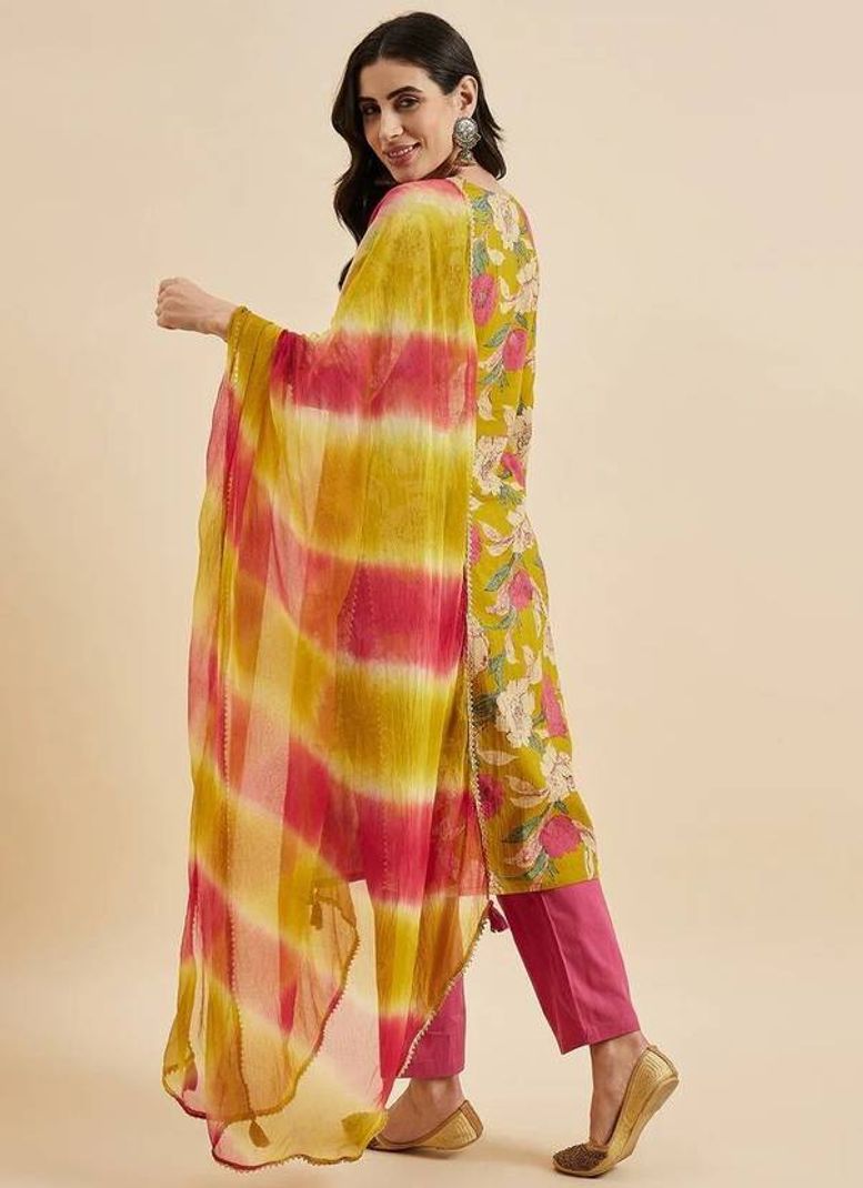 PSCHOICE Women Viscose Rayon Kurti Pant Dupatta Set - Image 3
