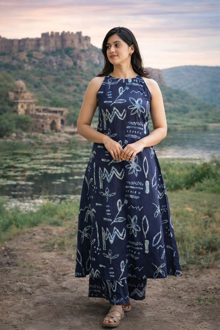 Indiaura Women Cotton Rayon Kurta Palazzo Set - Image 5