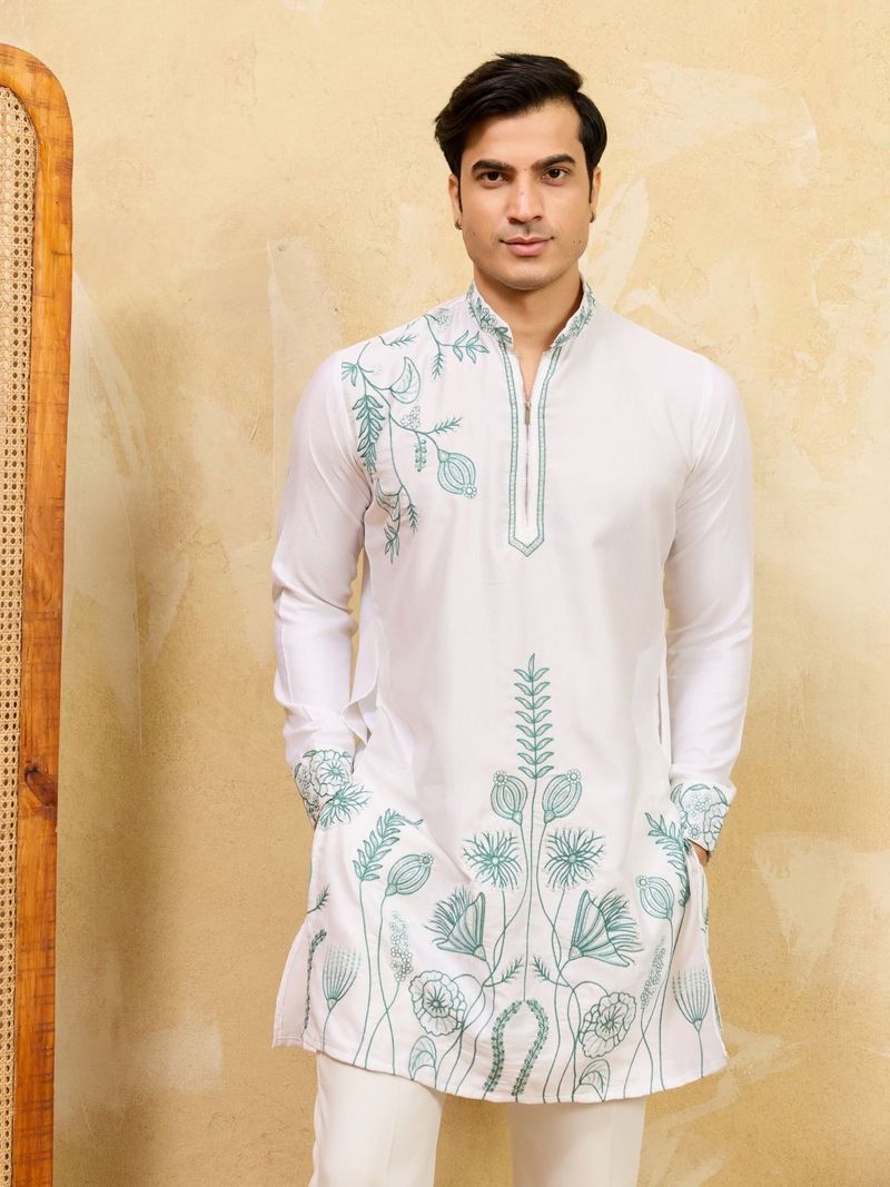Odette Men Silk Blend Kurta Pant Set - Image 5
