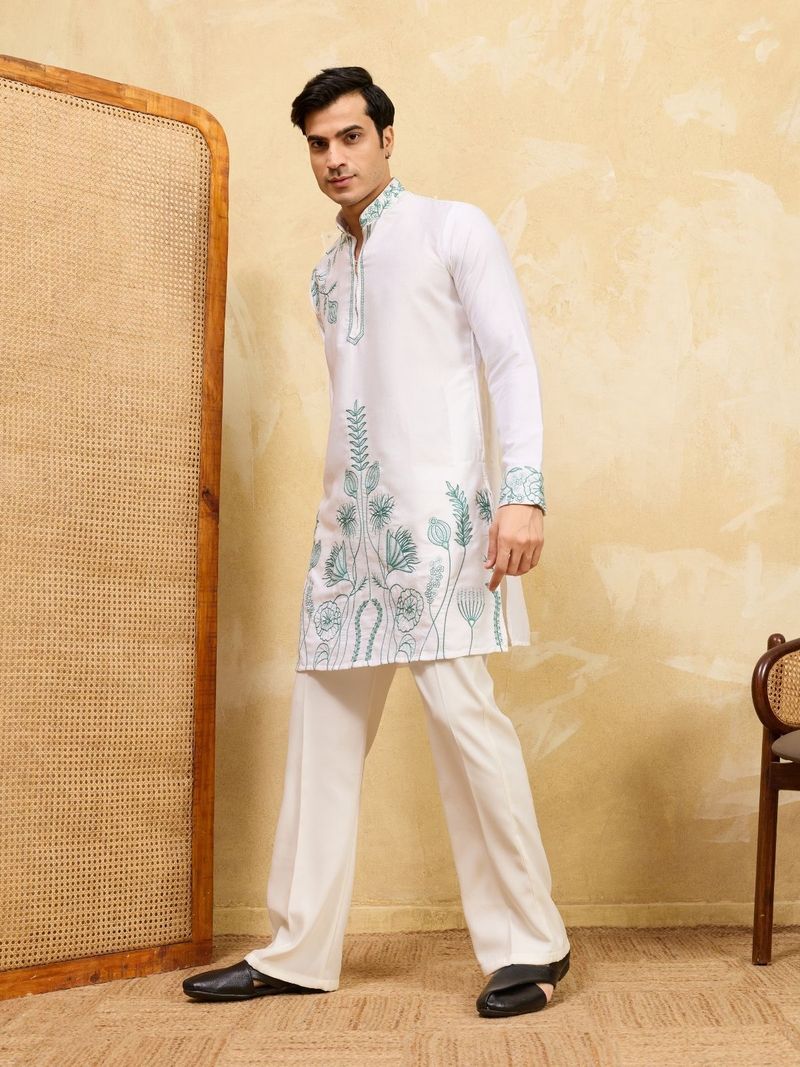 Odette Men Silk Blend Kurta Pant Set - Image 3