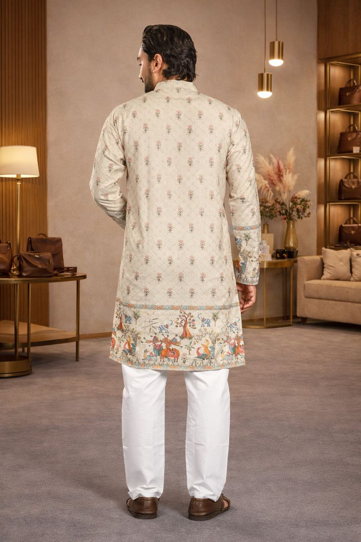 Men Cotton Rayon Kurta Pyjama Set - Image 4