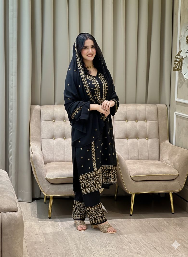 ISRL ENTERPRISE Women Georgette Kurta Palazzo Dupatta Set - Image 4