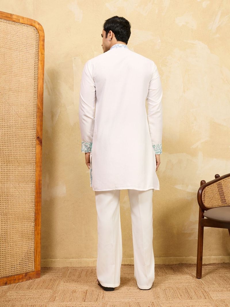 Odette Men Silk Blend Kurta Pant Set - Image 4