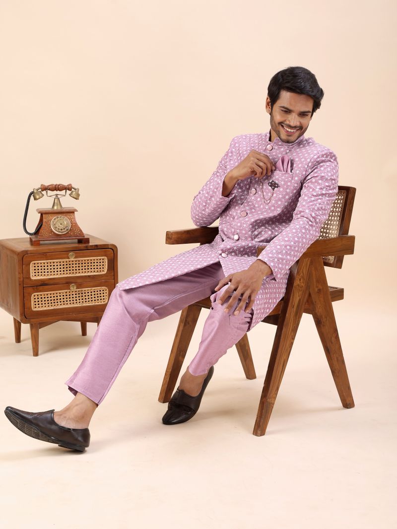 Modern Mughals Men Cotton Blend Sherwani Pant Set - Image 5