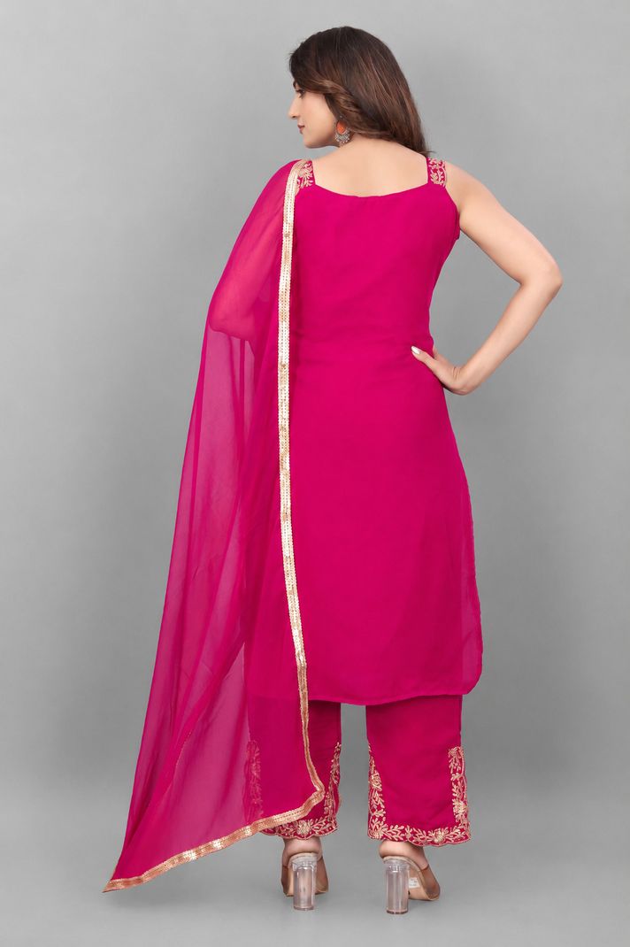 A and M Clothing Georgette Kurta Palazzo Dupatta Set - Image 3