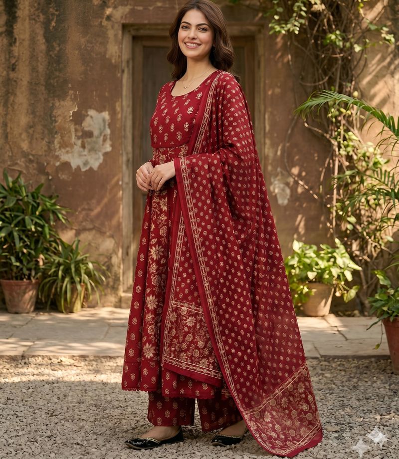 Pingaksh Women Pure Cotton Kurti Pant Dupatta Set - Image 3
