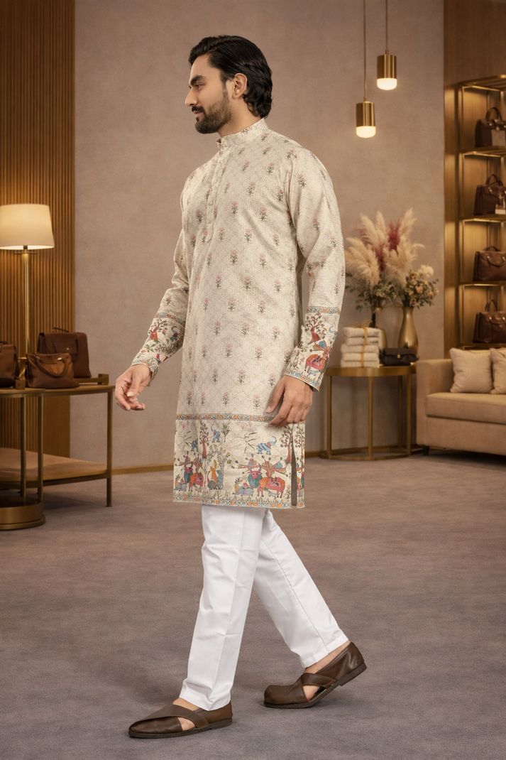 Men Cotton Rayon Kurta Pyjama Set - Image 5