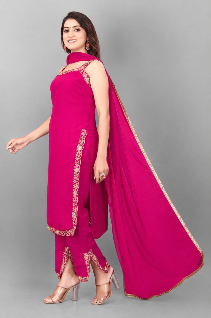 A and M Clothing Georgette Kurta Palazzo Dupatta Set - Image 4