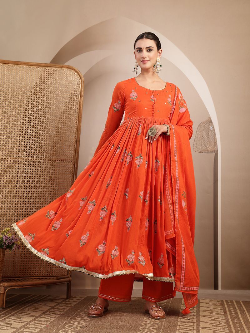 KIMAYRA Women Cotton Kurta Palazzo Dupatta Set - Image 4