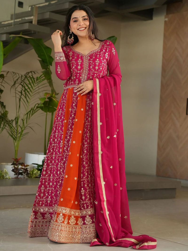 Trijal Fab Women Georgette Kurta Dupatta Set - Image 2
