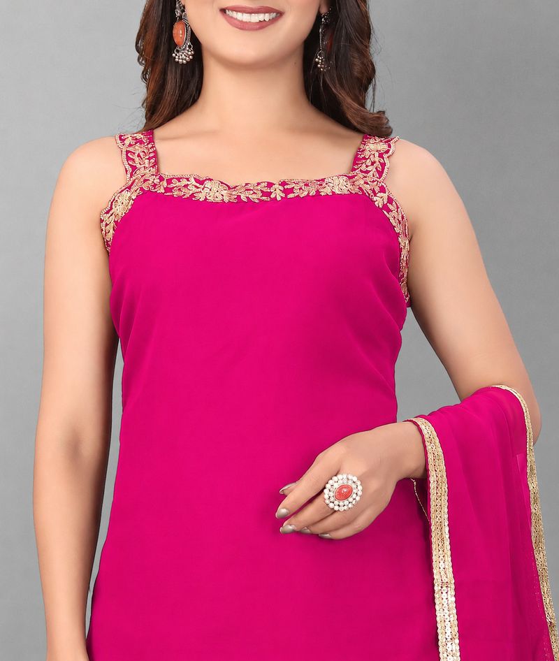 A and M Clothing Georgette Kurta Palazzo Dupatta Set - Image 5