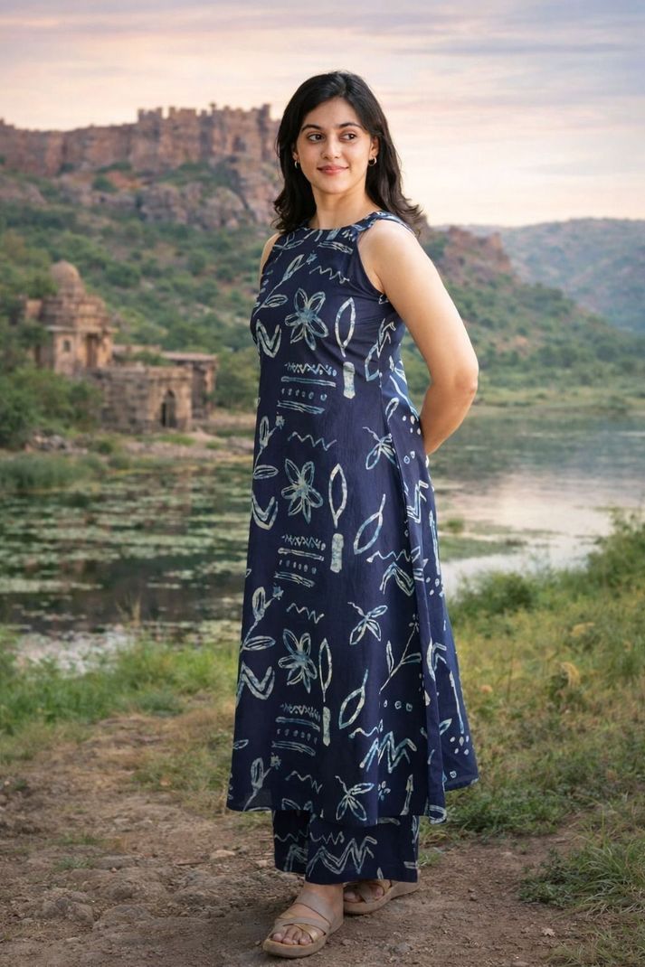 Indiaura Women Cotton Rayon Kurta Palazzo Set - Image 4