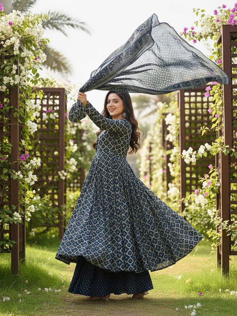 ARADHNA Women Viscose Rayon Kurta Palazzo Dupatta Set - Image 3