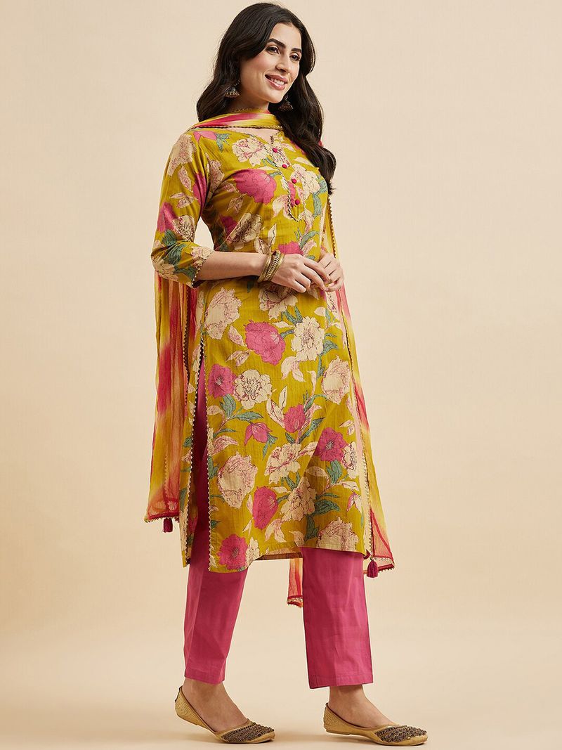PSCHOICE Women Viscose Rayon Kurti Pant Dupatta Set - Image 4