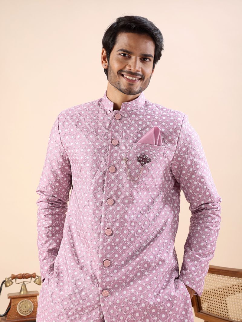 Modern Mughals Men Cotton Blend Sherwani Pant Set - Image 6