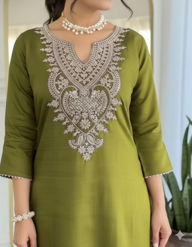 hanumant Women Cotton Rayon Kurta Pant Attached Dupatta Set - Image 5