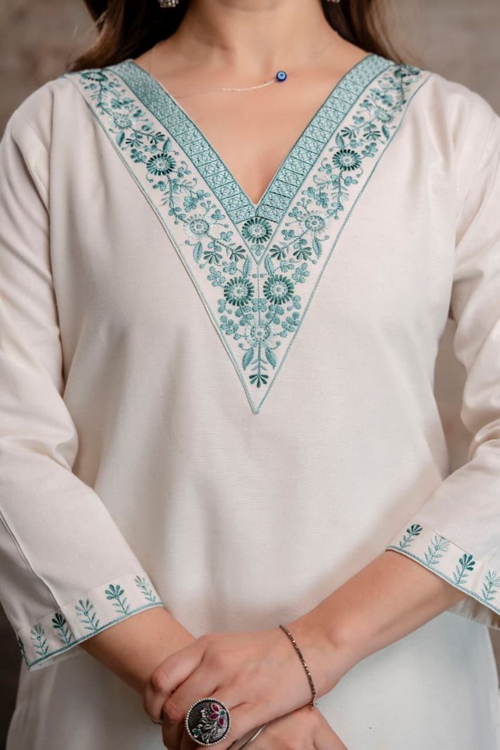 AOSLY Women Cotton Blend Kurta Pant Set - Image 4