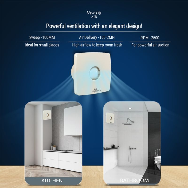 RR VENTO AIR | High Speed | Silent Operation | Rust Proof | Kitchen Use 100 mm Exhaust Fan at ₹699 (46% Off) – Flipkart