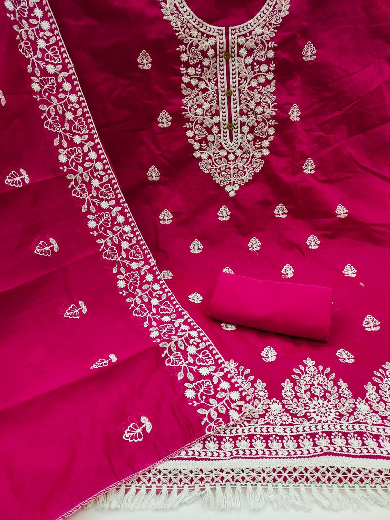 Sindharat Fashion Unstitched Chanderi Salwar and Dupatta Material - Image 4