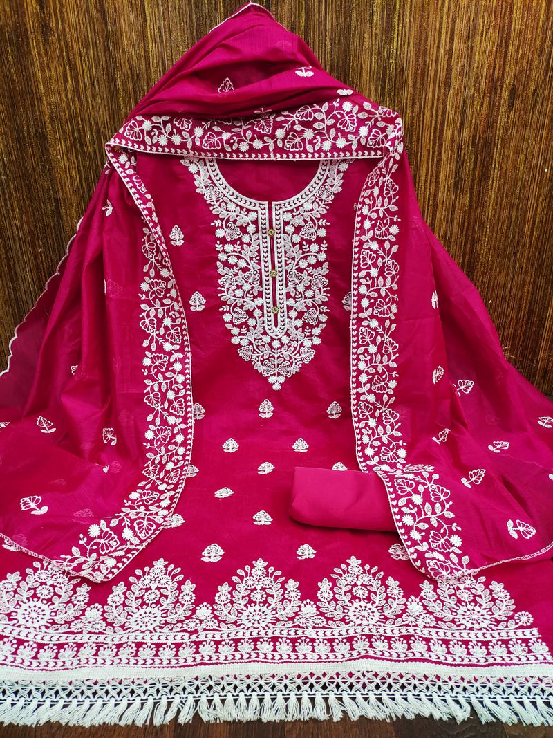 Sindharat Fashion Unstitched Chanderi Salwar and Dupatta Material - Image 3