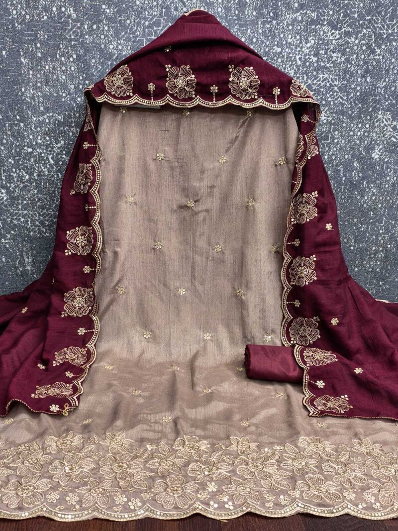 Hidhasha Unstitched Cotton Silk Salwar Suit - Image 4