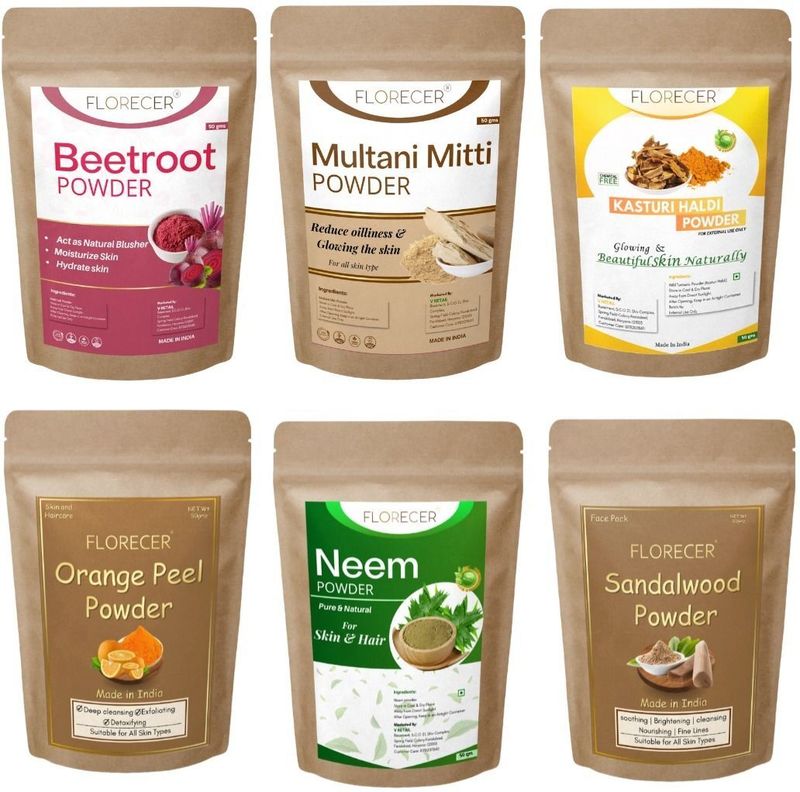 FLORECER Kasturi Haldi,Neem,Orange Peel,Multani Mitti,Beetroot - Image 2