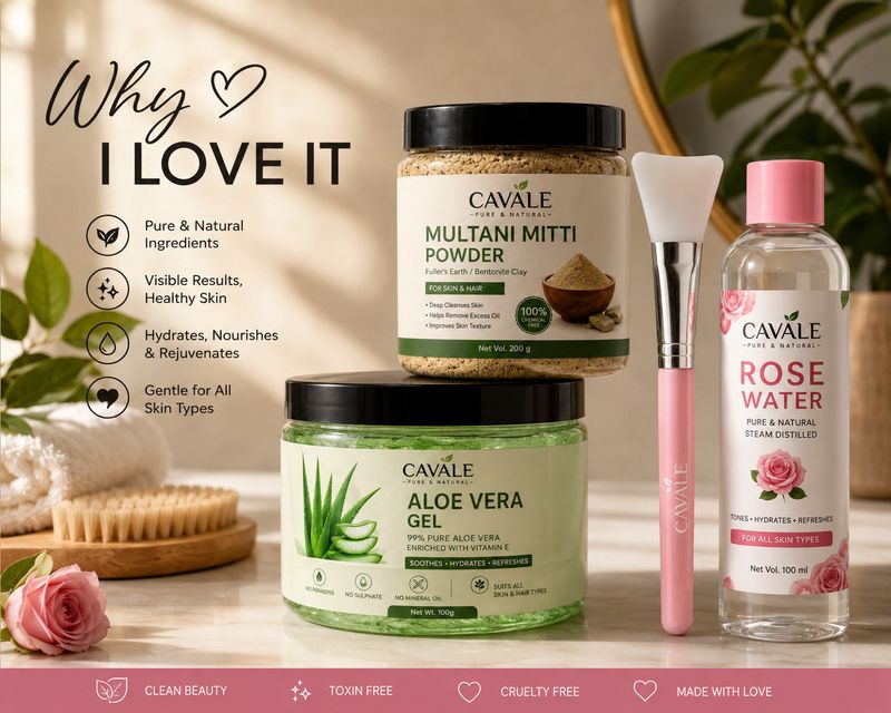 cavale Multani Mitti Face Pack with Aloe Vera & Rose Water (100g) - Image 5