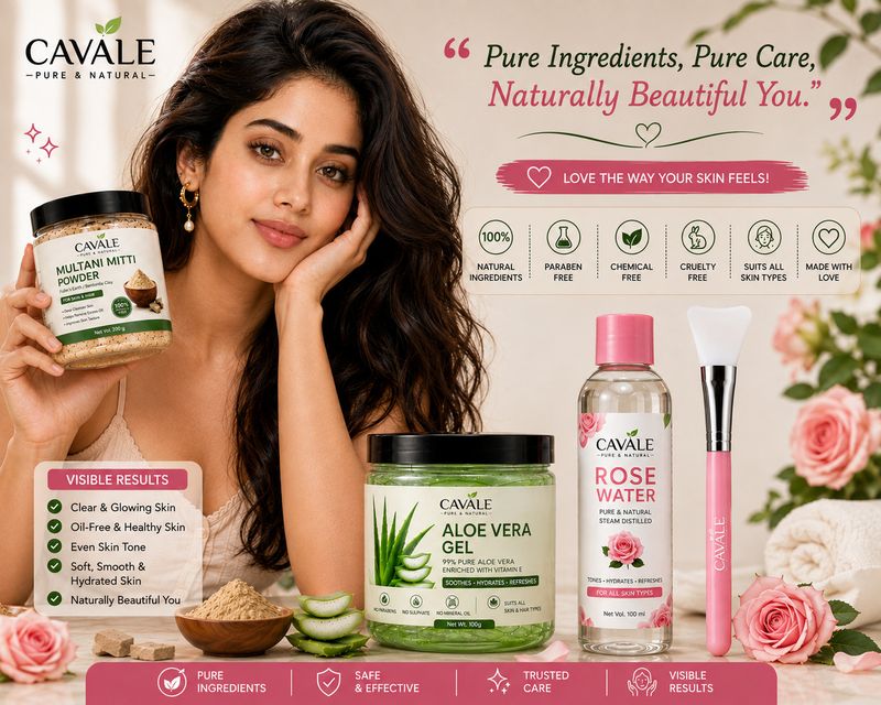 cavale Multani Mitti Face Pack with Aloe Vera & Rose Water (100g) - Image 4