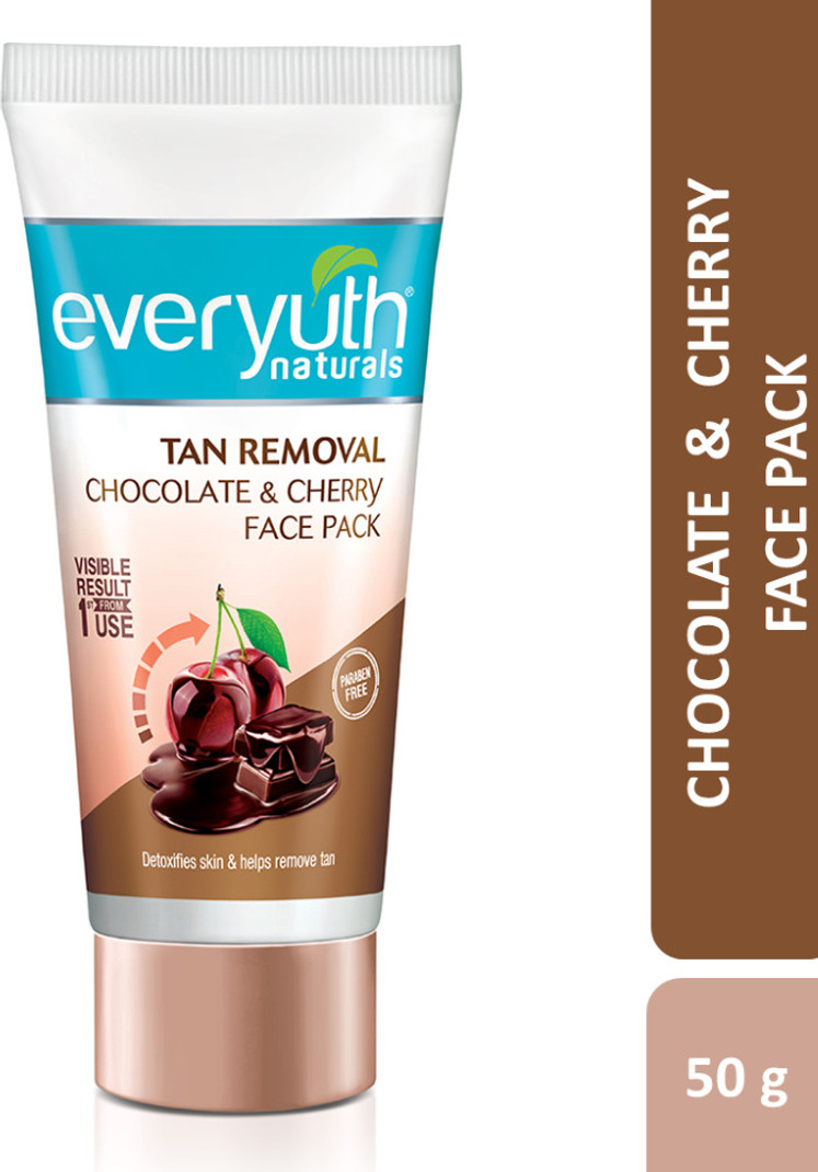 Everyuth Naturals Tan Removal Chocolate & Cherry De Tan Face Pack Brightens & Cleanse 50 g