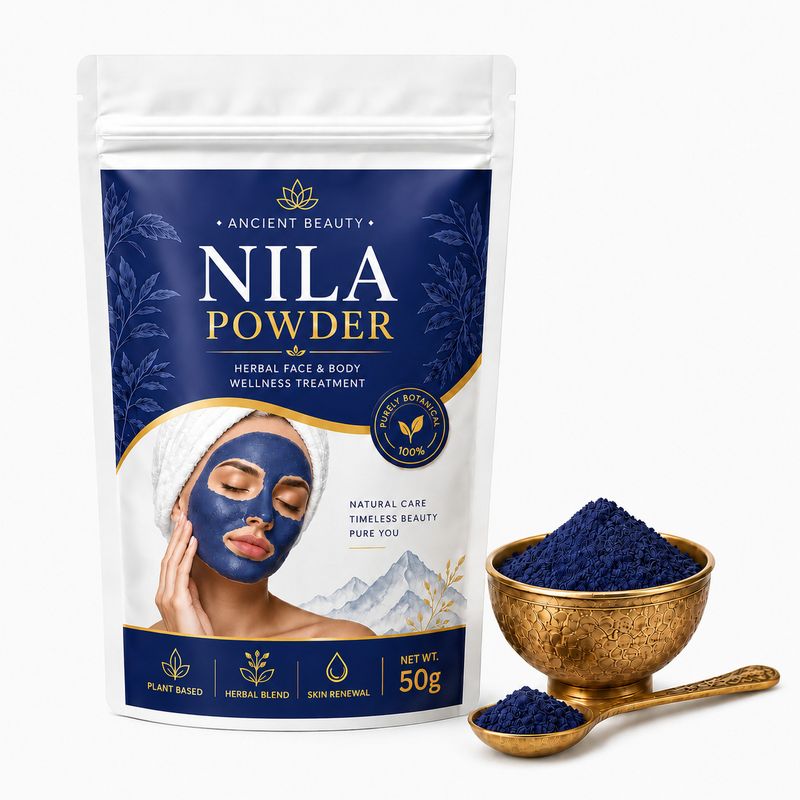YILEST Natural Moroccan Blue Powder Clay Mask for Skin Brightening, Tan Removal (50 g) (50 g) - Image 2