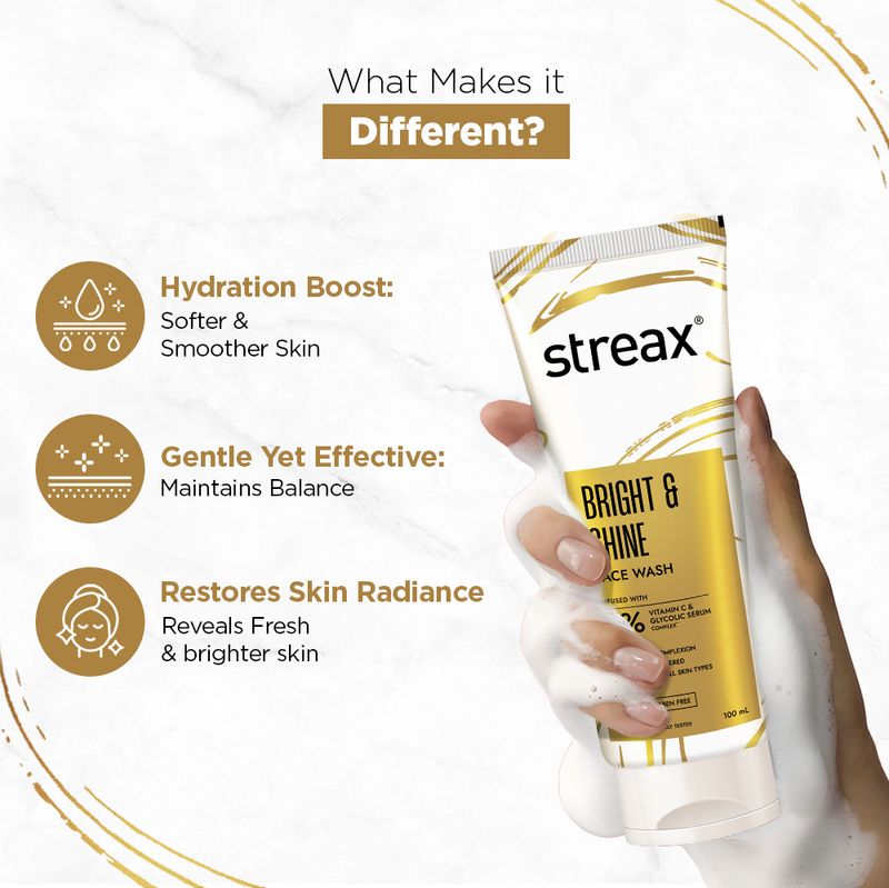Streax Skin Bright & Shine Face Wash Cleanser, 100 ml - Image 5