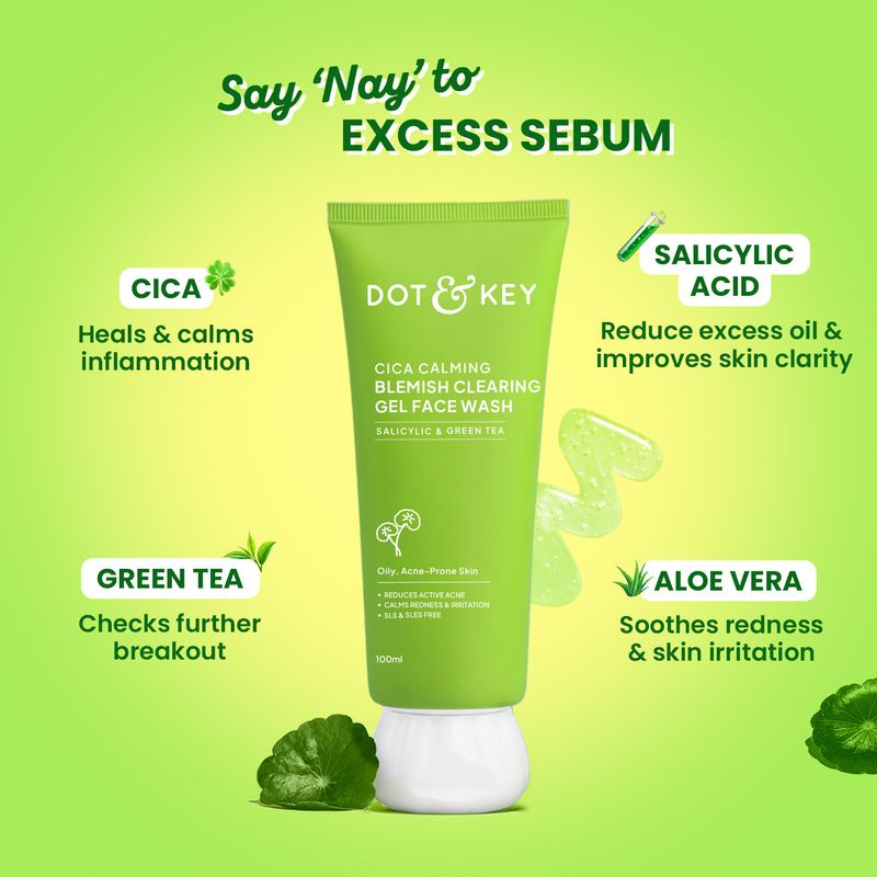 Dot & Key CICA,for Acne Prone Skin, 2% Salicylic with Green Tea,For Oily & Sensitive Skin Face Wash (100 ml) - Image 5