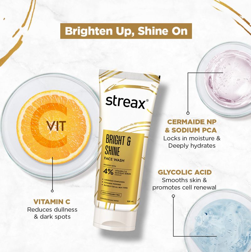 Streax Skin Bright & Shine Face Wash Cleanser, 100 ml - Image 4