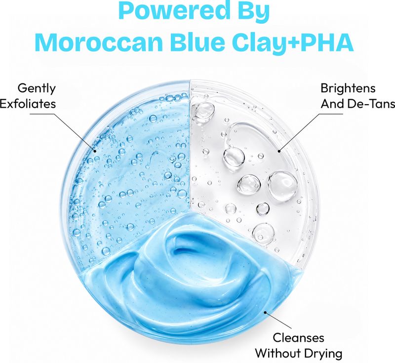 Proskire Moroccan De-Tan with Blue Clay for Tan Removal, Brighten Skin & Glow Face Wash (100 ml) - Image 3
