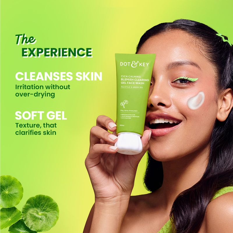 Dot & Key CICA,for Acne Prone Skin, 2% Salicylic with Green Tea,For Oily & Sensitive Skin Face Wash (100 ml) - Image 6