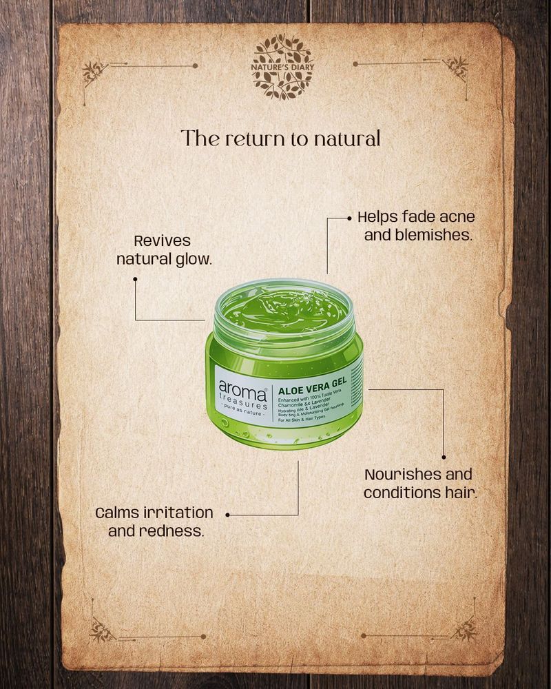 AROMA TREASURES Aloe Vera Gel for Face, Body & Hair, 98% Natural - Image 4