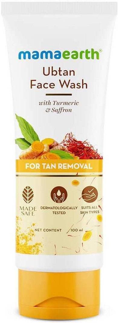 mamaearth ubtan natural all skin type turmeric saffron tan removal brightning face wash