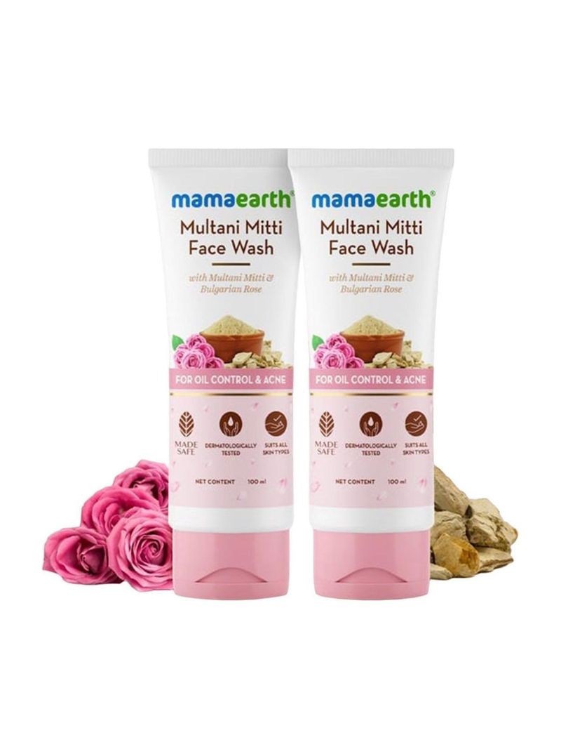 Mamaearth Multani Mitti with Bulgarian Rose For Oil Control & Acne (Pack of 2) Face Wash (200 ml) - Image 2